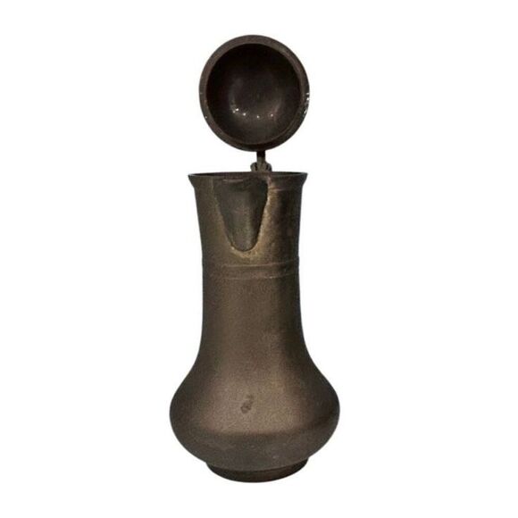 Antique Vintage Brass Pitcher 8” Lidded Made In India Metalware - Picture 4 of 15